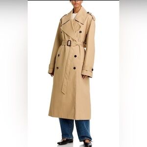 ZARA Double-Breasted Long Belted Trench Coat with Epaulettes